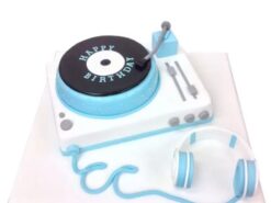 Record Deck and Headphones Fondant Cake