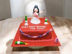 Red Fondant Bridal Bachelorette Cake