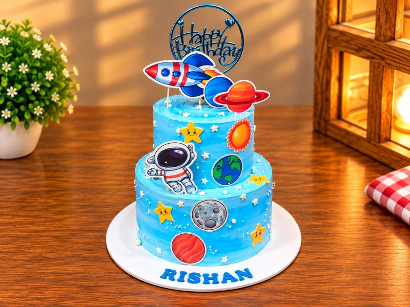 Rocket Astronaut Galaxy Theme Birthday Cake 3 Rocket Astronaut Galaxy Theme Birthday Cake - 1