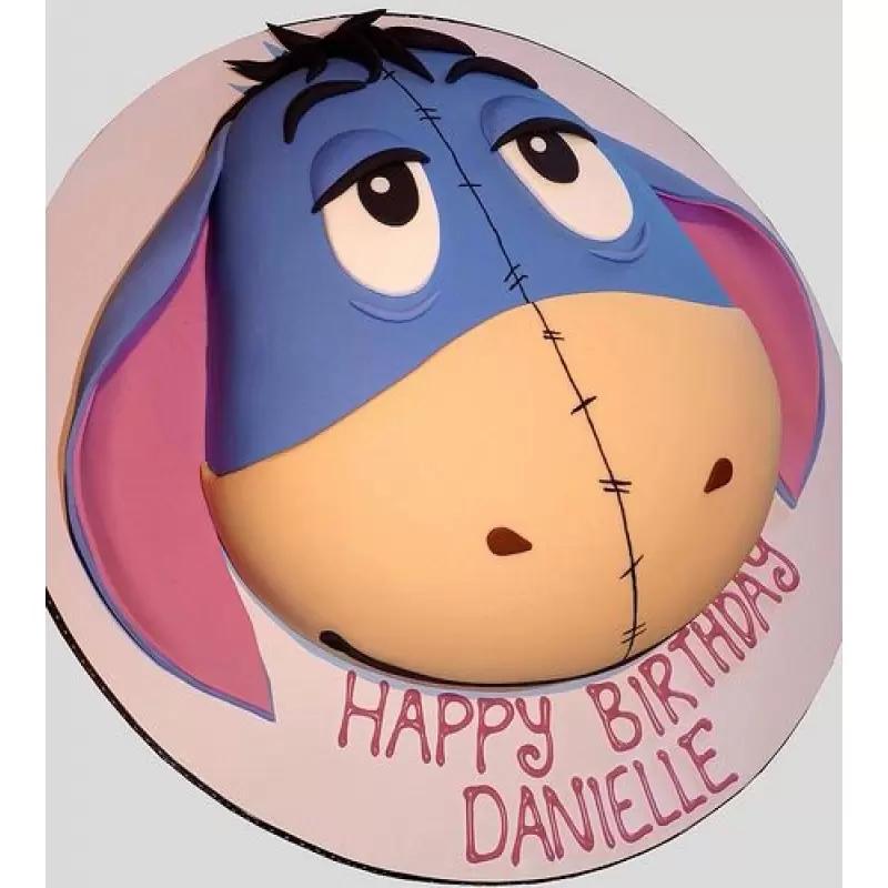 Eeyore Face Birthday Fondant Cake 3 Eeyore Face Birthday Fondant Cake
