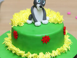 Round Cute Puppy Fondant Cake