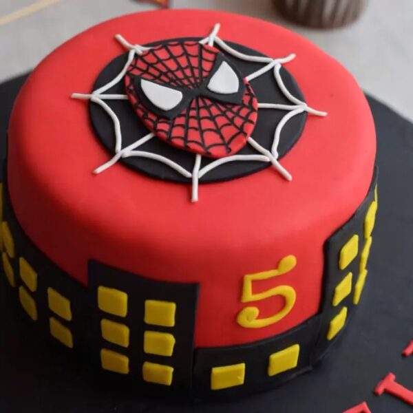 Round Fondant Spiderman Cake 3 Round Fondant Spiderman Cake