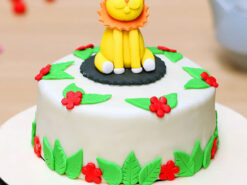 Round Lion Kid Fondant Cake