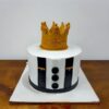 Royal Crown Celebration Cake with black and white fondant design and golden crown topper by Lallantop Cake Shop