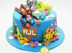Scuba Diver Theme Fondant Cake