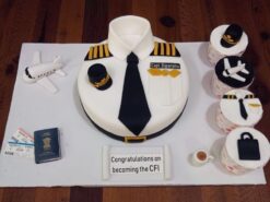 Sky Captain Birthday Cake – Pilot uniform fondant cake by LallanTop Cake Shop for aviation celebrations in Noida and East Delhi.