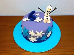 Snowman Theme Purple Fondant Cake