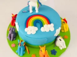 Blue Unicorn Theme Fondant Cake