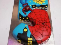 Alternative view of Spiderman and Batman 5 Number Cake