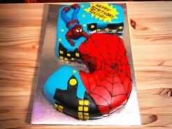 Spiderman and Batman 5 Number Cake