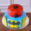 Spiderman and Batman Theme Fondant Cake 1 spiderman and batman theme fondant cake 2 From LallamTop Cake Shop