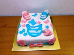 Square Shape Baby Shower Fondant Cake