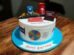 Stock Market Theme Semi Fondant Cake