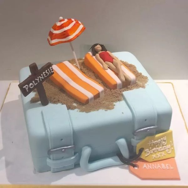 Suitcase and Beach Holiday Birthday Cake 3 Suitcase and Beach Holiday Birthday Cake