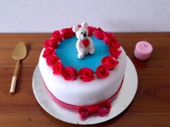 Teddy Rose Theme Fondant Cake