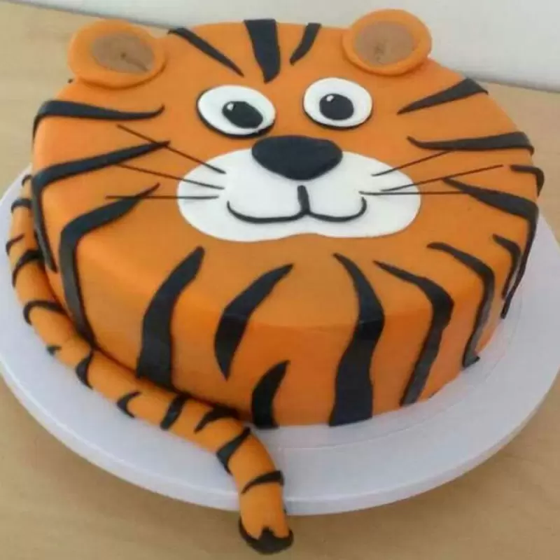 Tiger Face Fondant Cake 3 Tiger Face Fondant Cake