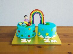 Twin Rainbow Fondant Cake