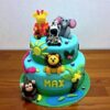 Two-Tier Jungle Animals Birthday Cake 1 two tier jungle animals birthday cake 2 From LallamTop Cake Shop