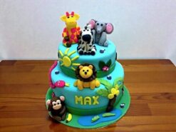 Two-Tier Jungle Animals Birthday Cake