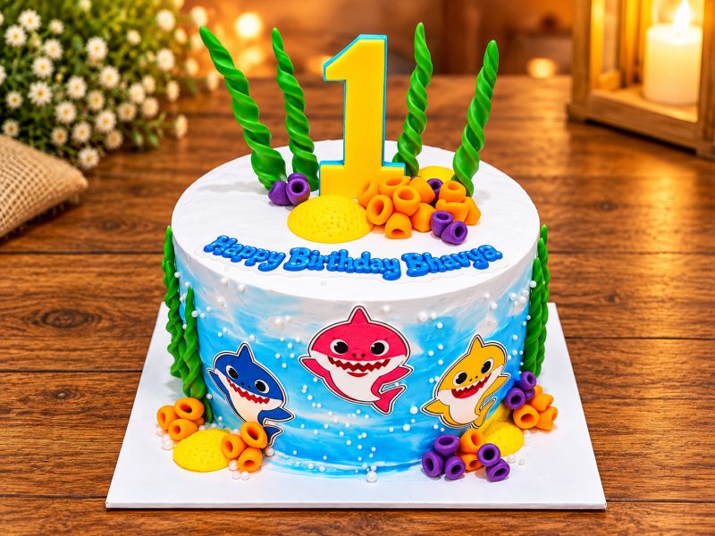 Under the Sea Baby Shark 1st Birthday Cake 3 Under the Sea Baby Shark 1st Birthday Cake - 1