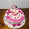 Welcome Baby Girl Celebration Cake with pink fondant design and sleeping baby topper by Lallantop Cake Shop