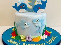 Whale and Shark Birthday Cake