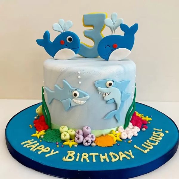 Whale and Shark Birthday Cake 3 Whale and Shark Birthday Cake