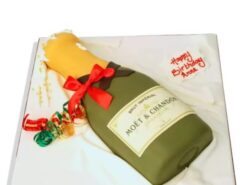 Champagne Bottle Shaped Fondant Cake
