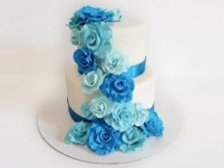 White Rose Floral Fondant Cake