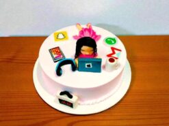 Workaholic Girl Semi Fondant Cake