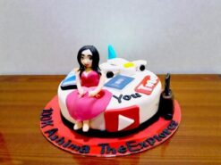 YouTuber Girl Theme Fondant Cake