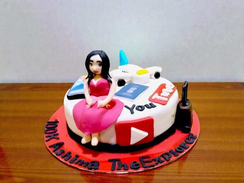 YouTuber Girl Theme Fondant Cake 3 YouTuber Girl Theme Fondant Cake