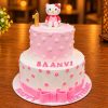 Pastel Pink Ribbon Bow Hello Kitty Tiered Cake 2 Pastel Pink Ribbon Bow Hello Kitty Tiered Cake - 1